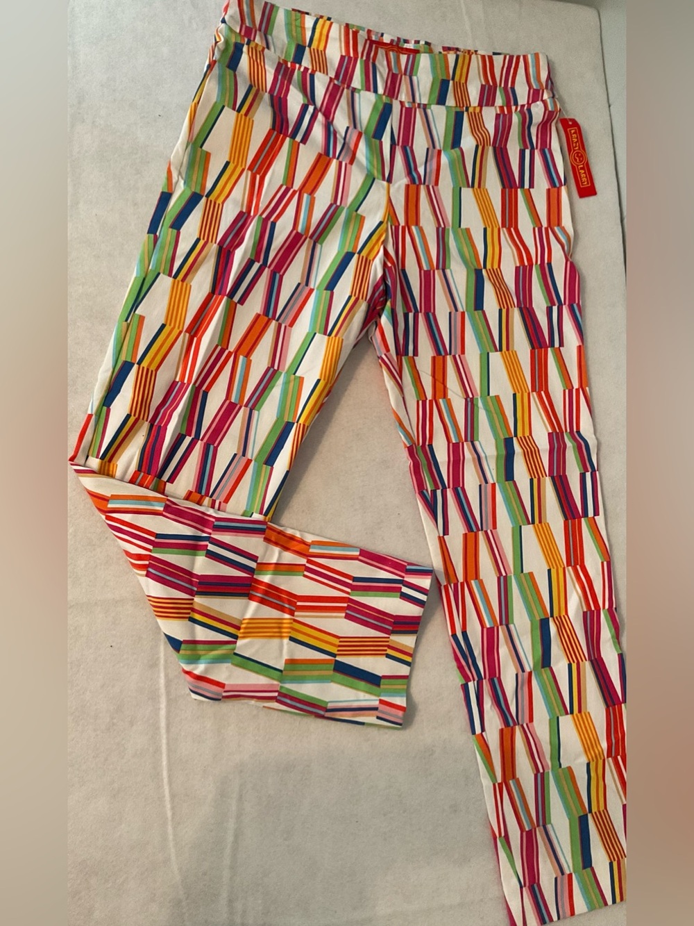 Krazy Larry Multicolor Geometric Print Stretch Pants Made in USA